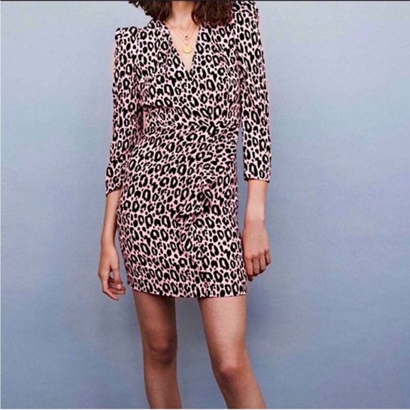 Maje Black and White Animal Print Mini Dress - Picture 2 of 9